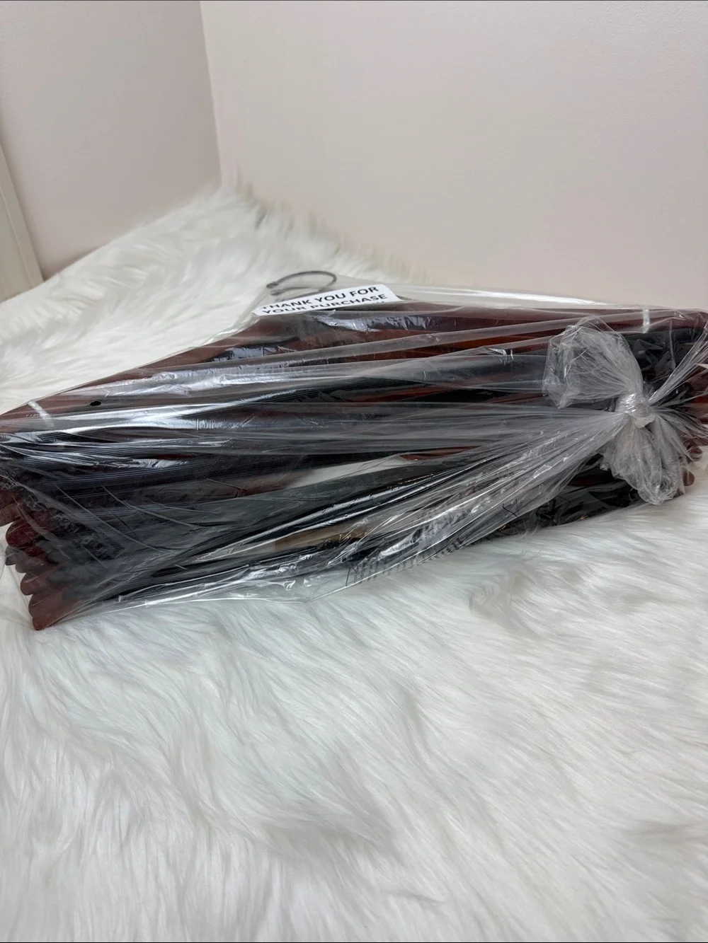 Brookstone Premium Wooden Hangers with Bar in Mahogany  - Set of 10